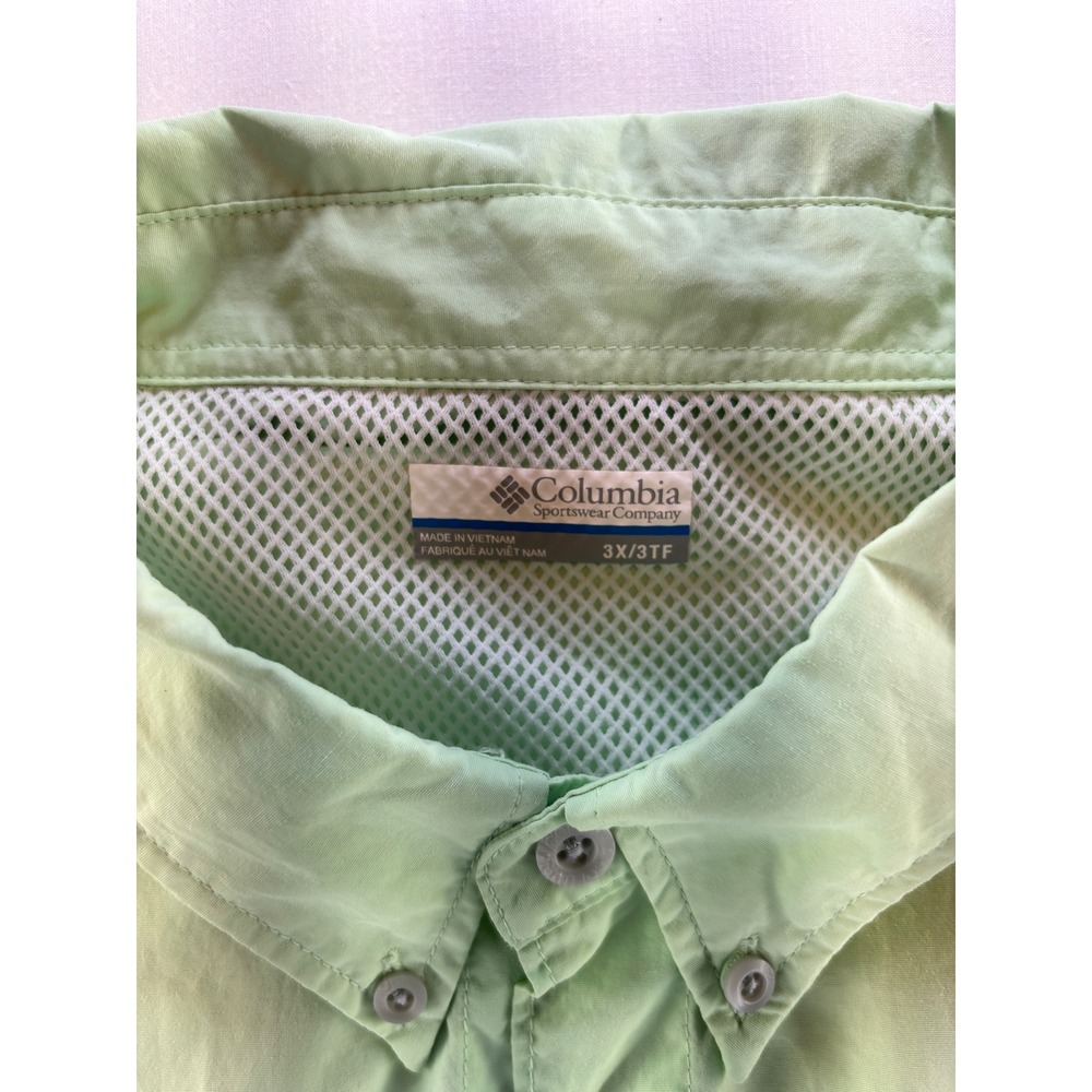 Columbia PFG Bahama II Fishing Shirt Mens 3X Grn Short Sleeve FS7047 Omni-Shade - Picture 2 of 8